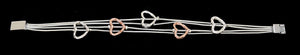 BR06824 4 Strand Silver/Rose Gold Heart